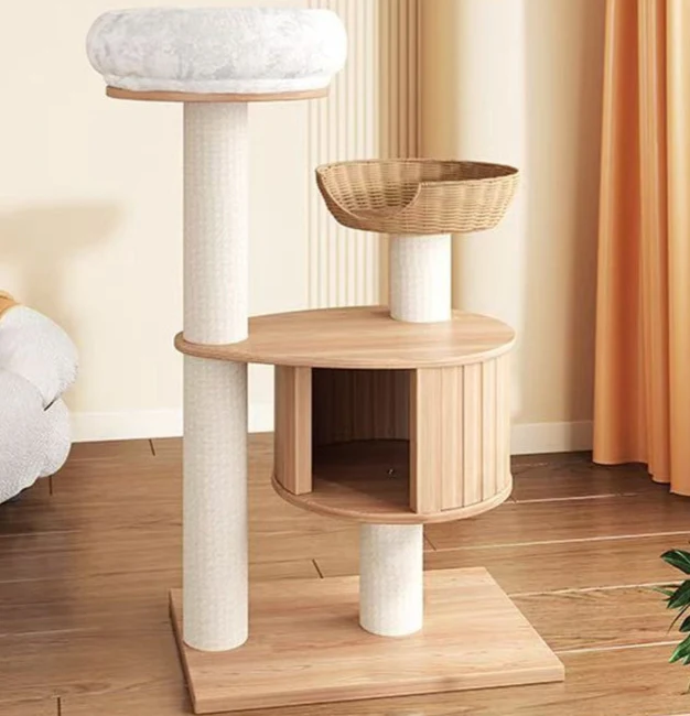 Solid wood cat tree
