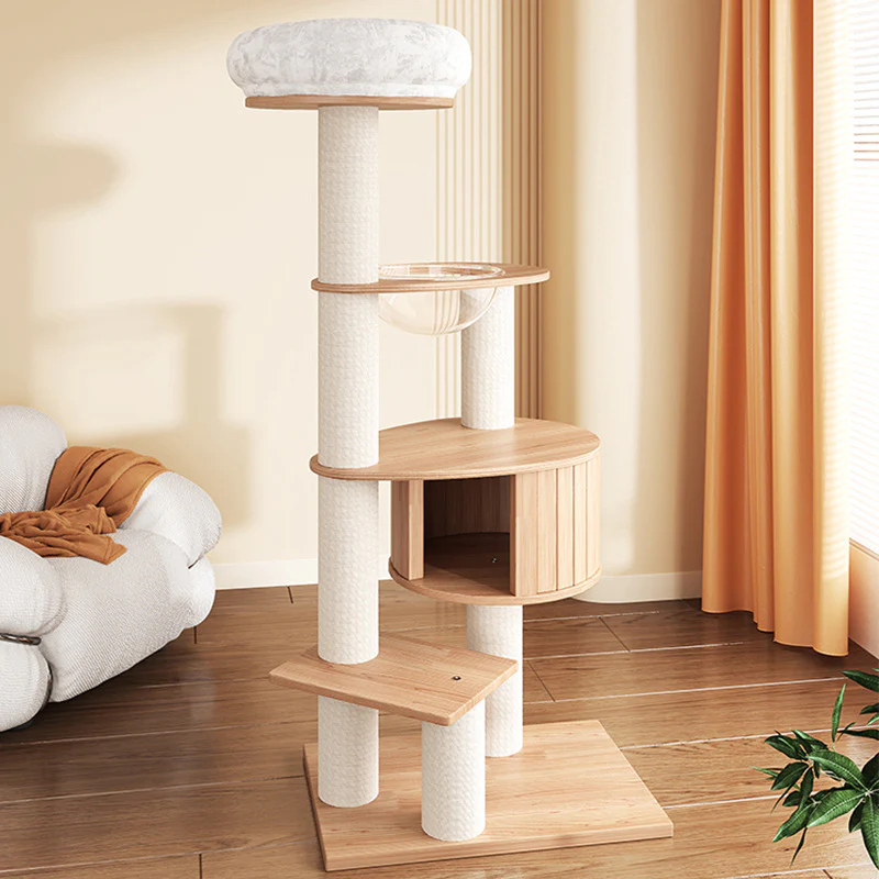 Solid wood cat tree