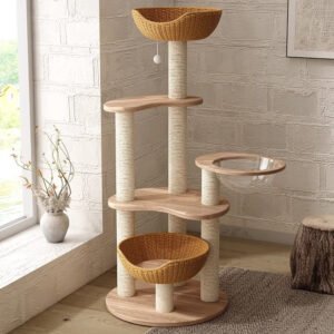 Solid wood cat tree